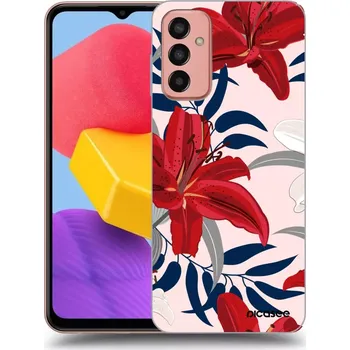 Pouzdro na mobilní telefon Picasee silikonový černý obal pro Samsung Galaxy M13 M135F - Red Lily