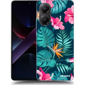 Pouzdro na mobilní telefon Picasee silikonový černý obal pro Xiaomi Poco X7 Pro 5G - Pink Monstera