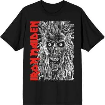 Pánské oblečení Merch Iron Maiden: Iron Maiden Unisex T-shirt: Eponymous Face Red Logo (black) (x-large) XL