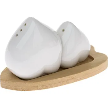 Casa de Engel Porcelánová slánka a pepřenka na bambusovém tácku - srdce