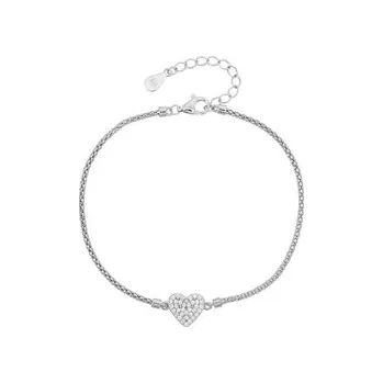 Náramek NB-1280 Stříbrný náramek srdíčko se zirkony