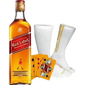 Whisky Johnnie Walker Red 4x1l + karty & ponožky