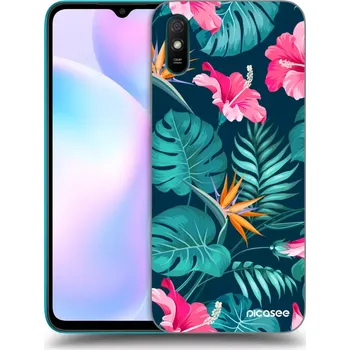 Pouzdro na mobilní telefon Picasee silikonový průhledný obal pro Xiaomi Redmi 9AT - Pink Monstera