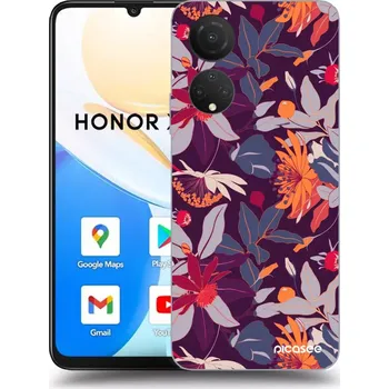 Pouzdro na mobilní telefon Picasee silikonový průhledný obal pro Honor X7 - Purple Leaf