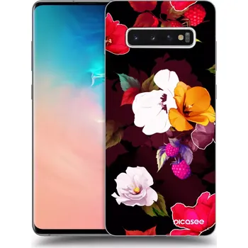 Pouzdro na mobilní telefon Picasee silikonový průhledný obal pro Samsung Galaxy S10 Plus G975 - Flowers and Berries