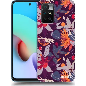 Pouzdro na mobilní telefon Picasee silikonový průhledný obal pro Xiaomi Redmi 10 (2022) - Purple Leaf