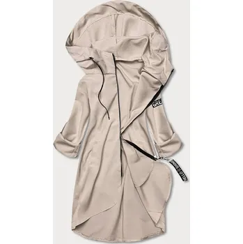 Dámský kabát Tenký asymetrický dámský přehoz přes oblečení v kakaové barvě (B8117-12) odstíny béžové XS (34)
