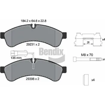 Brzdová destička Sada brzdových destiček, kotoučová brzda BENDIX Braking BPD1615