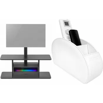 Televizní stolek Mozos Mozos RTV stolek černý CTS2 + organizér na dálkové ovládání RCH-1-WH bílý