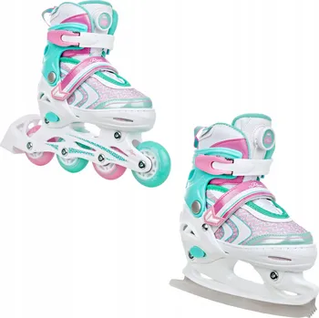 Kolečkové brusle Brusle 2v1 Raven Lia PLUS (svítící kola LED, utahování kolečkem) Velikost bruslí: EU 27-30, Typ nože: Dámský (se zoubky)
