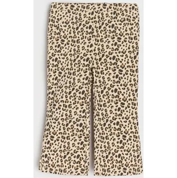 Dívčí kalhoty Sinsay - Teplejší kalhoty s leopardím vzorem - béžová - 021EN-02X - 021EN-02X-80