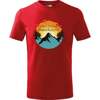 Dětská móda DOBRÝ TRIKO Dětské tričko Začíná dobrodružství Velikost: 122/6 let, Barva: Červená