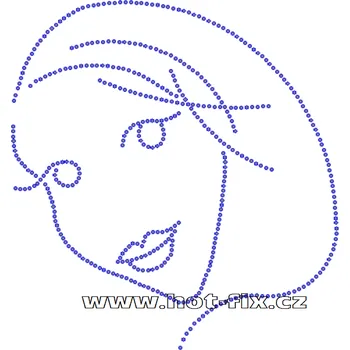 S028 - tvář nažehlovací hot-fix kamínkový potisk na textil, rozměry cca 16,5x17,5cm barva: kameny barva 101/N Crystal /stříbrná