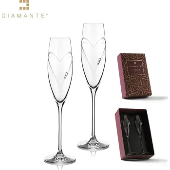 Sklenice Diamante Sklenice flétny na sekt 215 ml Heart Lite - sada 2 ks