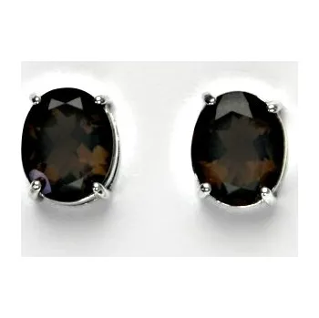 Náušnice Zlaté náušnice, přírodní záhněda 10x8 mm, bílé i žluté zlato - NŠ 1242