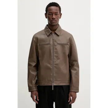 Pánské oblečení Kožená bunda Calvin Klein LV04LB901G hnědá 88X, vel. M