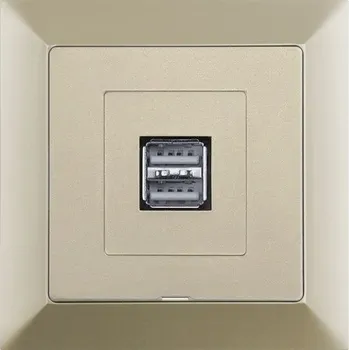 Stavebniny USB zásuvka metalická strojek + klapka do vícenásobného rámečku - písek