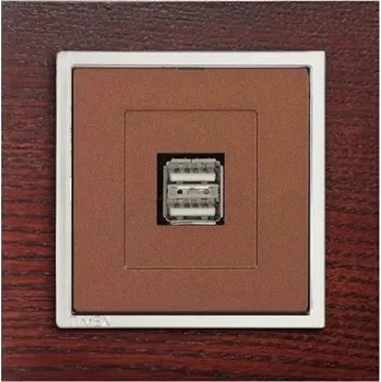 Stavebniny USB zásuvka strojek + klapka do rámečku - měď