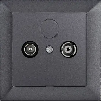 Stavebniny Zásuvka RTV průběžná strojek + klapka do vícenásobného rámečku - grafit