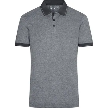 Dámské tričko James&amp;Nicholson Pánská polokošile JN706 Black Melange-Black XXL