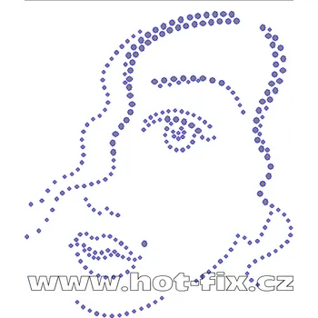 S005 - tvář nažehlovací hot-fix kamínková aplikace na textil, rozměry cca 13,0x15,0cm barva: kameny barva 101/N Crystal /stříbrná