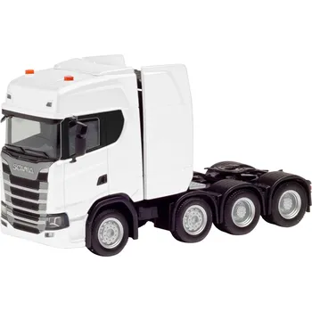 Modelová železnice Herpa 308601-004 H0 model nákladního vozidla Scania Hochůčka těžkého tahače CS20 4osý (8x4), bílá