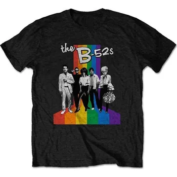 The B-52's Rainbow Stripes Black S Tričko