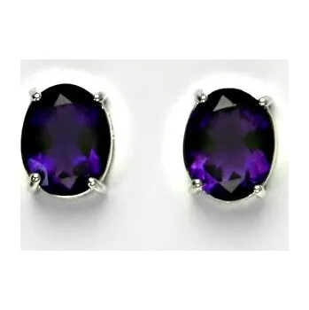 Náušnice Zlaté náušnice, přírodní tmavý ametyst 10x8 mm , bílé i žluté zlato - NŠ 1242