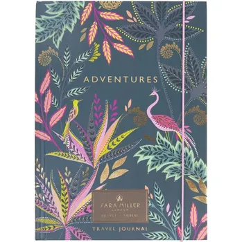 Zápisník Sara Miller London Savannah zápisník A5 linkovaný Adventure Botanic Paradise 15x21,5cm 128 stran cestovatelský designový modrý květinový s ptáčky