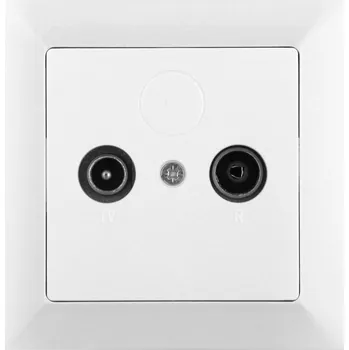 Stavebniny Zásuvka RTV průběžná bílá strojek + klapka do vícenásobného rámečku - bílá