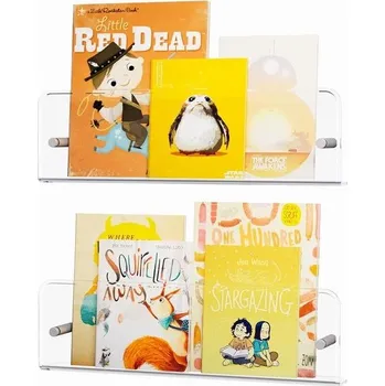 Knihovna Dětská knihovna Lifewit, sada 6 ks, 39cm obrázkové knihy, plastová průhledná nástěnná police na