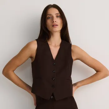 Dámské sako Reserved - Kostýmková vesta - tmavě hnědá - YS455-89X - YS455-89X-XL