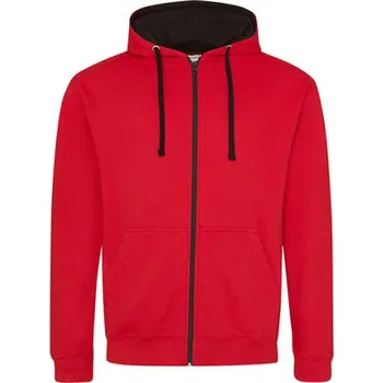 Dámská mikina Just Hoods Dámská mikina na zip JH053 Fire Red-Jet Black S