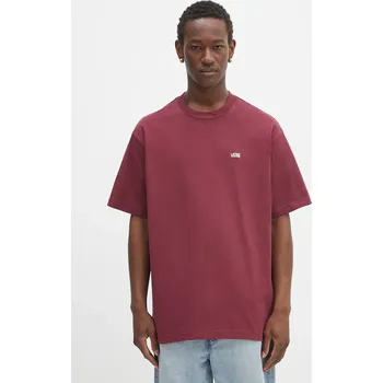 Pánské tričko Bavlněné tričko Vans pánské, vínová barva, s aplikací, VN000P1PBRG1 93X, vel. XL