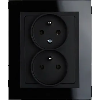 Stavebniny Zásuvka dvojitá černá - zlatá