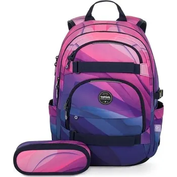 Školní batoh Topgal studentský set VIKI 25032 G – růžovo-fialový batoh a pouzdro