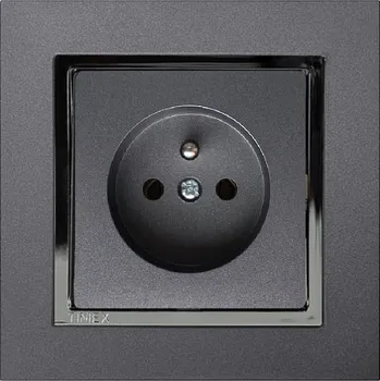 Stavebniny Zásuvka jednoduchá rámeček - grafit zlatá