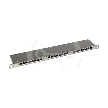Patch panel Solarix Patch panel 24xRJ45 CAT5E STP s vyvazovací lištou nerez 0,5U SX24HD-5E-STP-SL