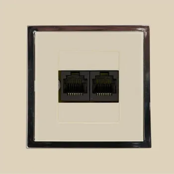 Elektrická zásuvka Datová zásuvka 2x8 pin kompletní zásuvka - rámeček béžová chrom