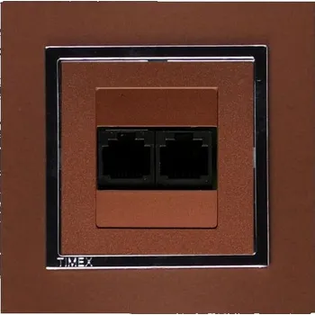 Elektrická zásuvka Datová zásuvka 2x8 pin rámeček - měděná chrom