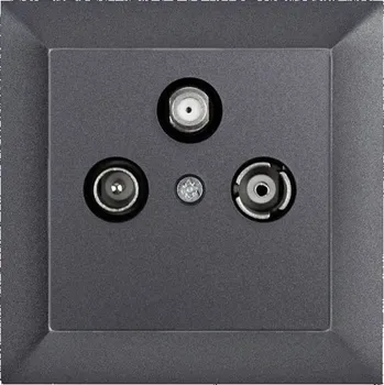 Stavebniny Zásuvka RTV + satelit strojek + klapka do vícenásobného rámečku - grafit