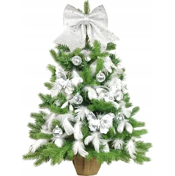 Vánoce LAALU Umělý vánoční stromeček STŘÍBRNÉ ŠTĚSTÍ 60 cm s LED OSVĚTLENÍM V K zelená 60 cm
