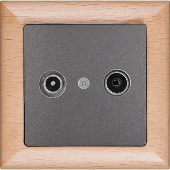 Stavebniny RTV zásuvka průběžná kompletní zásuvka - buk grafit