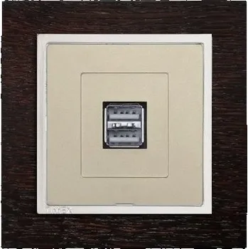 Stavebniny USB zásuvka strojek + klapka do rámečku - písek