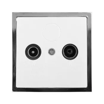 Stavebniny RTV zásuvka průběžná kompletní zásuvka - rámeček bílá zlatá