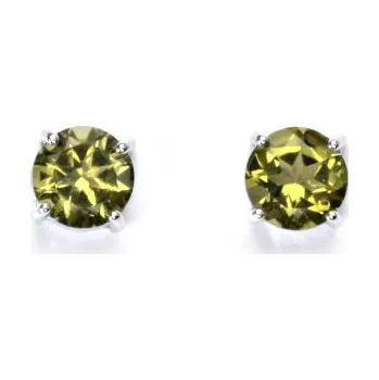 Náušnice Zlaté náušnice, přírodní olivový křemen ,bílé i žluté zlato - NŠ 1252