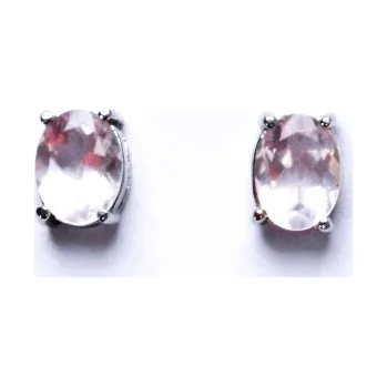 Náušnice Zlaté náušnice,přírodní růženín 8x6 mm, bílé i žluté zlato - NŠ 1245