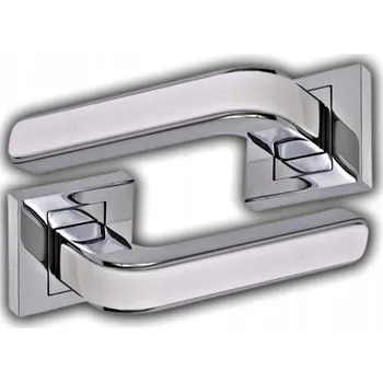 Dveřní kování KLIKA KE DVEŘÍM S ČTVERCOVOU ROZETOU B-HARKO CHROM/BÍLÁ, SADA