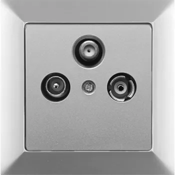 Elektrická zásuvka Zásuvka RTV + satelit strojek + klapka do vícenásobného rámečku - stříbrná