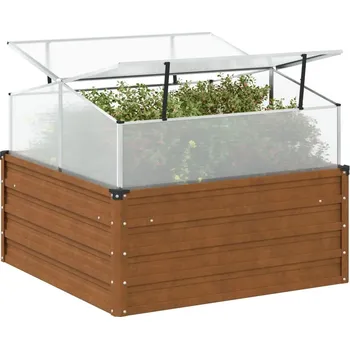 Pařeniště vidaXL Zahradní truhlík se skleníkem [42406] Barva: Povětrnostně odolná ocel